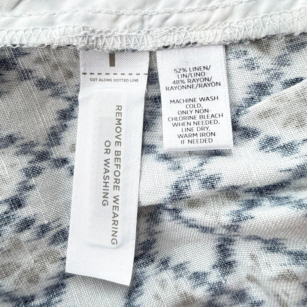 Ann Taylor Skirt Sz 0 Mini Linen Blend Geometric Mixed Prints White Black Olive - Picture 7 of 8